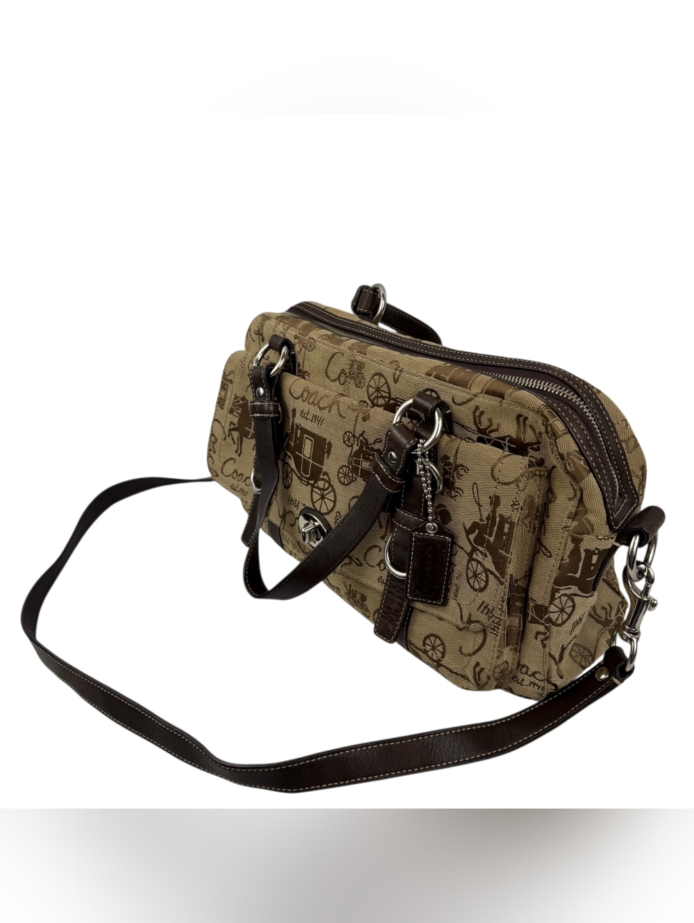 Coach Horse & Carriage Monogram Satchel - Picture 2 of 11